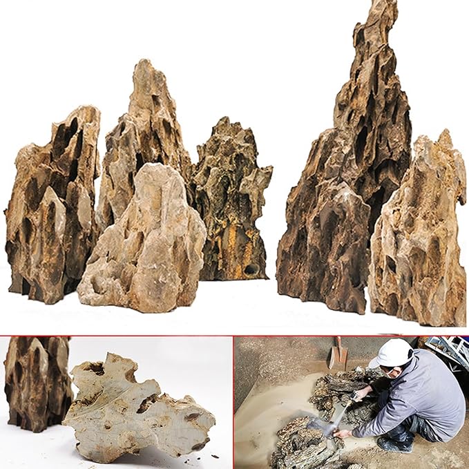 Unocho Aquarium Rocks Natural Dragon Stone seiryu Rocks 20LB Fish Tank Rocks for Aquariums Landscaping Model Tank Decoration-2-8 inches