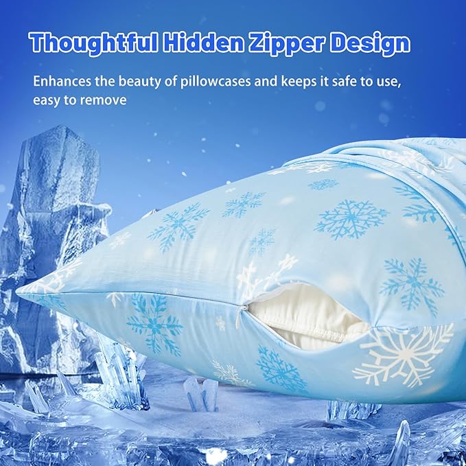 Cooling Pillow Cases for Hot Sleepers - Double Side Arc-Chill Q-Max>0.5 Cooling Fiber Cool Pillow Cases 2 Pack - Breathable Soft Cold Pillow Cases with Hidden Zipper (20" x 30")