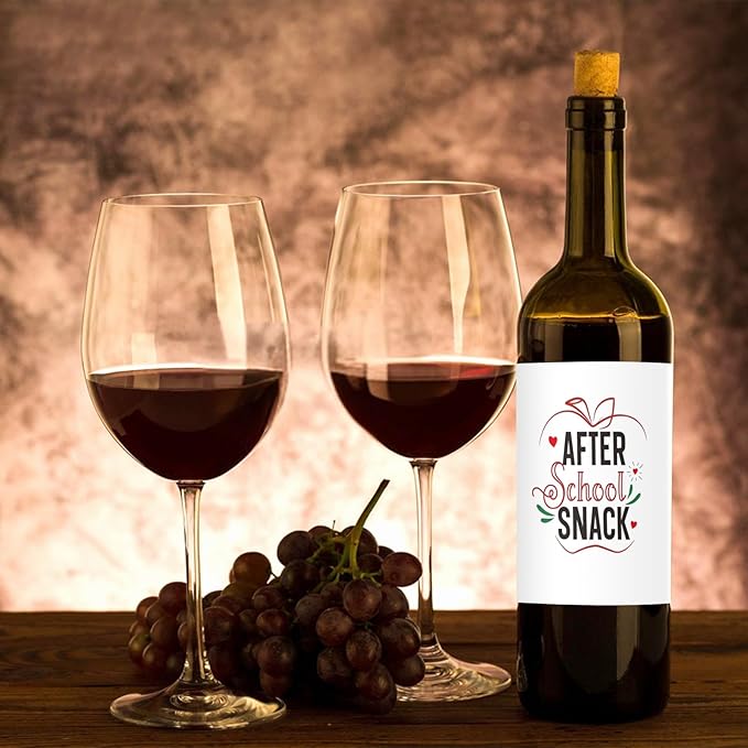 24Pcs Teacher Wine Labels Teacher Appreciation Gifts Thank You Gifts Wine Bottle Stickers End of Year Teacher Wine Labels for Bottles Gifts for Women Men