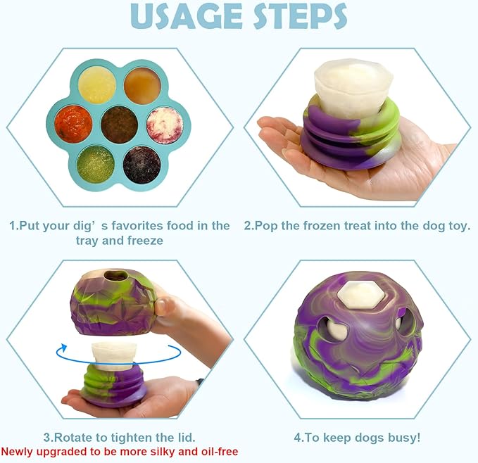 Dog Toys, Frozen Dog Treats to Keep Dogs Busy, Interactive Treat Dispensing Dog Toy Puzzle, Interactive Chew Toys for Large Dog, Power Chewer, Durable Rubber-Easy to Clean (Small)