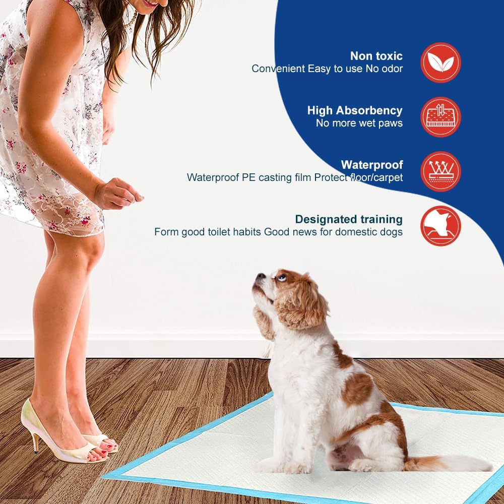 NEZO Dog and Puppy Premium Training Pads, Extra Large 34 x 46 inch - 90 Count Pee Pads with 6 Layer Leak-Proof and Super Absorbent