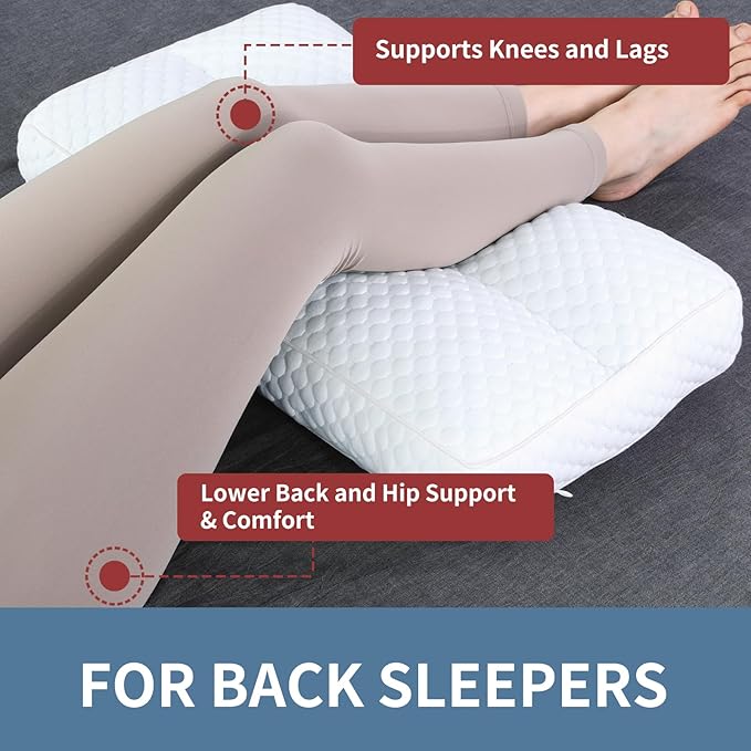 HOMBYS Between Leg Knee Pillow for Side Sleepers,Under Knee Pillow for Sleeping on Back,Down Alternative Between Leg Pillow for Sleeping,Spine Alignment,Lower Back Pain Relief,Pregnancy Support
