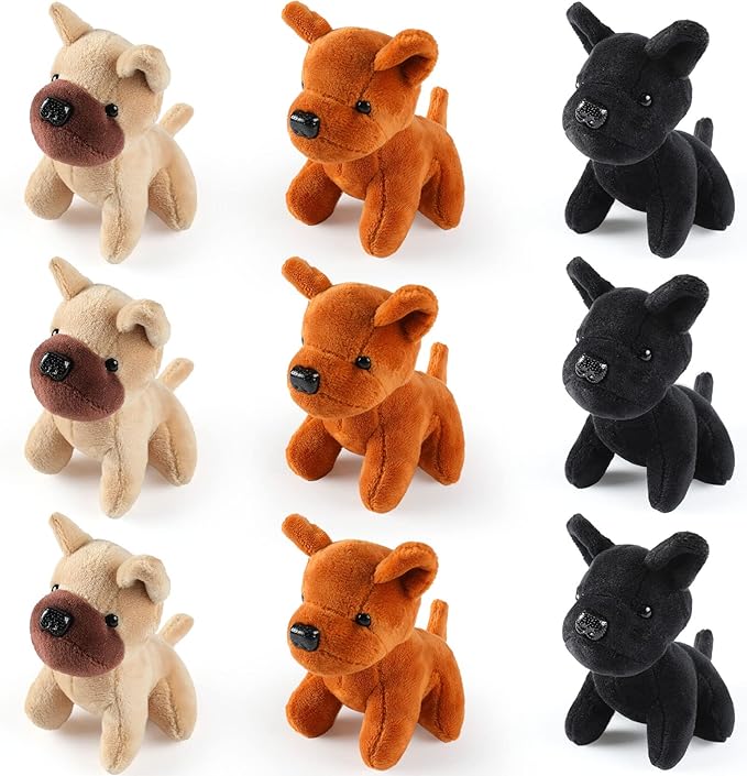 Sumind 9 Pcs Mini Plush Dog Stuffed Animals Bulk Dog Plush Party Favors Small Soft Toy for Goodie Bag Fillers (Nerdy Puppy)