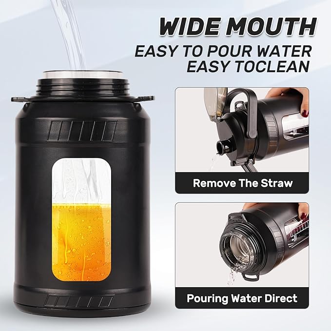 48oz Glass Water Bottle,Inspirational Water Bottle With Straw and Handle,Large Sports Motivational Water Bottle with Strap and Shell For Gym,Sports,Daily (48 oz)