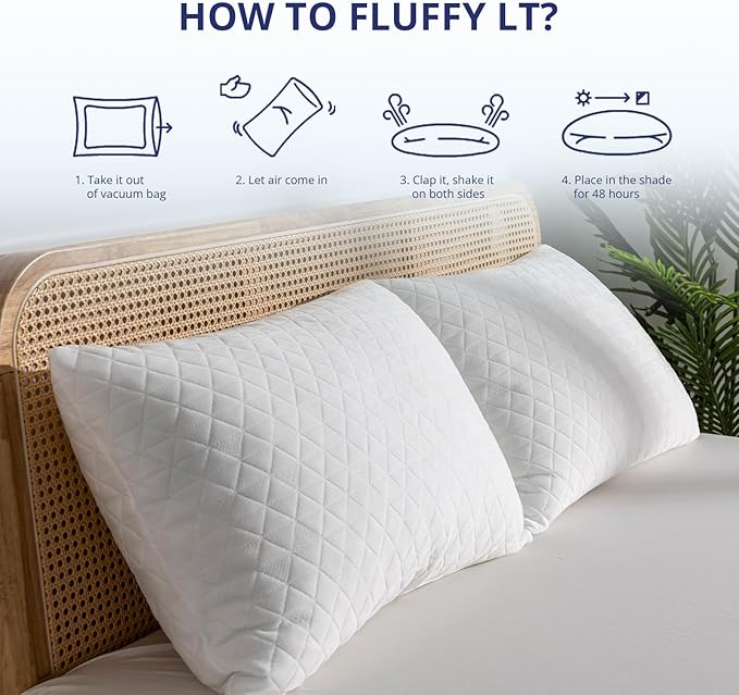 Shredded Memory Foam Pillows, Bed Pillows for Sleeping, Medium Standard/Queen Size Pillow for Side Back Stomach Sleepers, Neck Support Pillow with Washable Removable Cover (1 Pack)