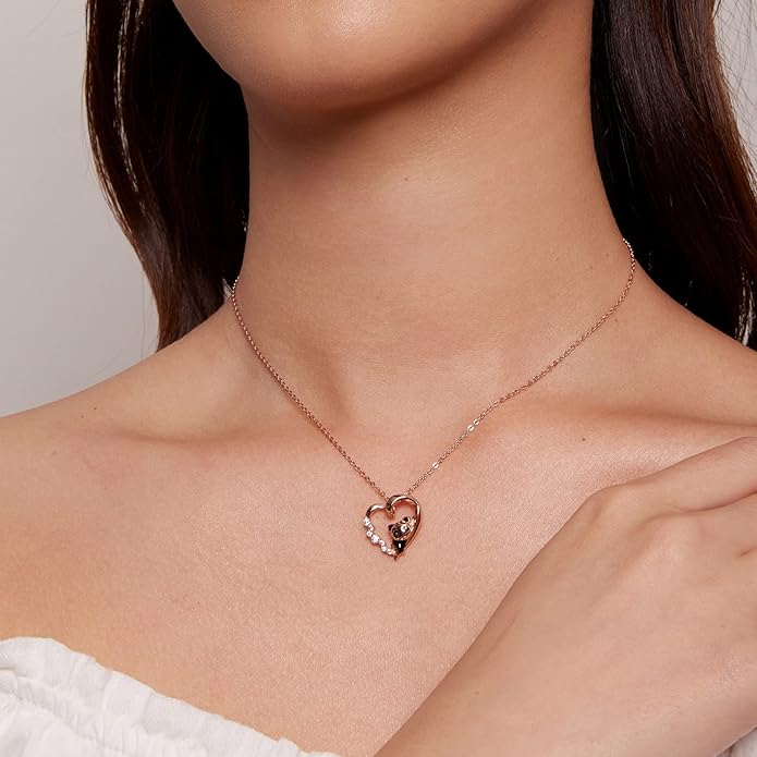 925 Sterling Silver Dog Paw Cat Panda Necklace for Women Cute Dainty Animal Pendant Necklace Gifts for Cat Mom Animals Lover…