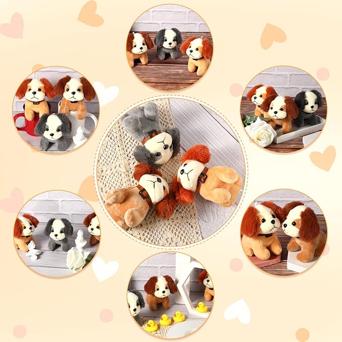 Sumind 9 Pcs 4" 5" Mini Plush Stuffed Dog Party Favor Small Puppy Stuffed Animal Bulk Soft Toy Doll Cute for Kids Gift Graduation Stocking Stuffers Baby Shower Birthday(Plush Dog)