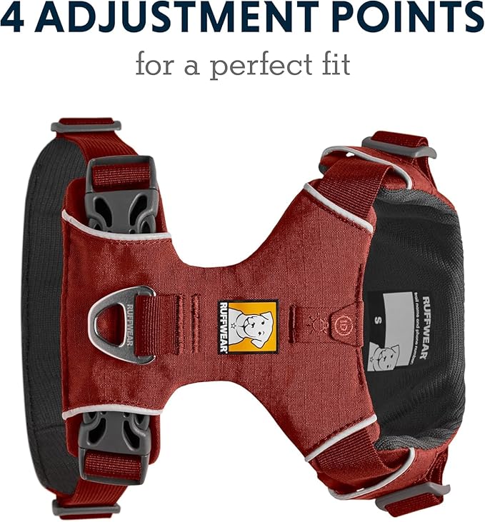 Ruffwear, Front Range Dog Harness, Reflective Soft Padded Everyday Harness with Dual Leash Clips, Adjustable and Lightweight Fit for Training or Walking for All Dogs, Red Clay, Medium