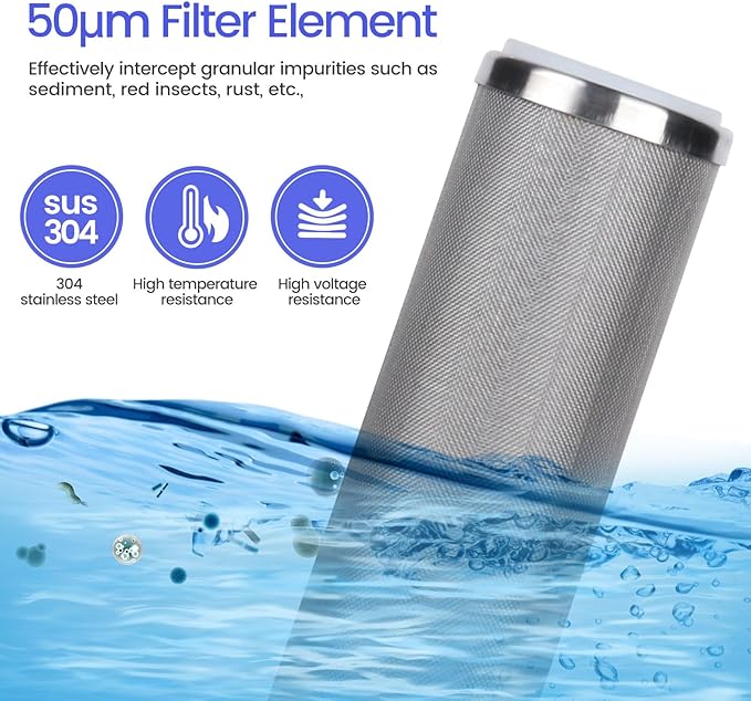 Amwater Stainless Steel Re-Cleanable Wire Mesh Filter Cartridge 20 "Length,2.5 "OD(100 Micron)