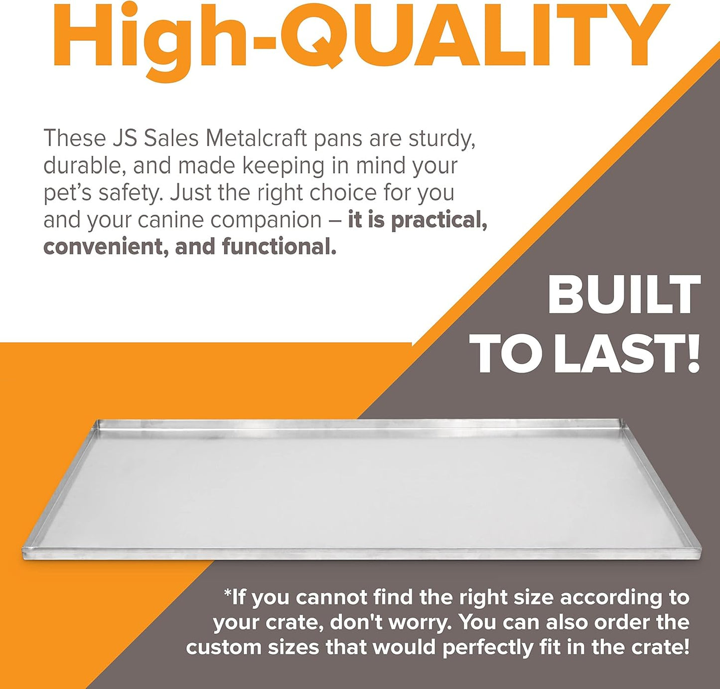 35.1" X 23.8" Metal Replacement Dog Crate Pan Chew Proof Crack Proof Pet Kennel Tray Central Dog Training Crate Pan Pet Supplies, Galvanized, 1" H