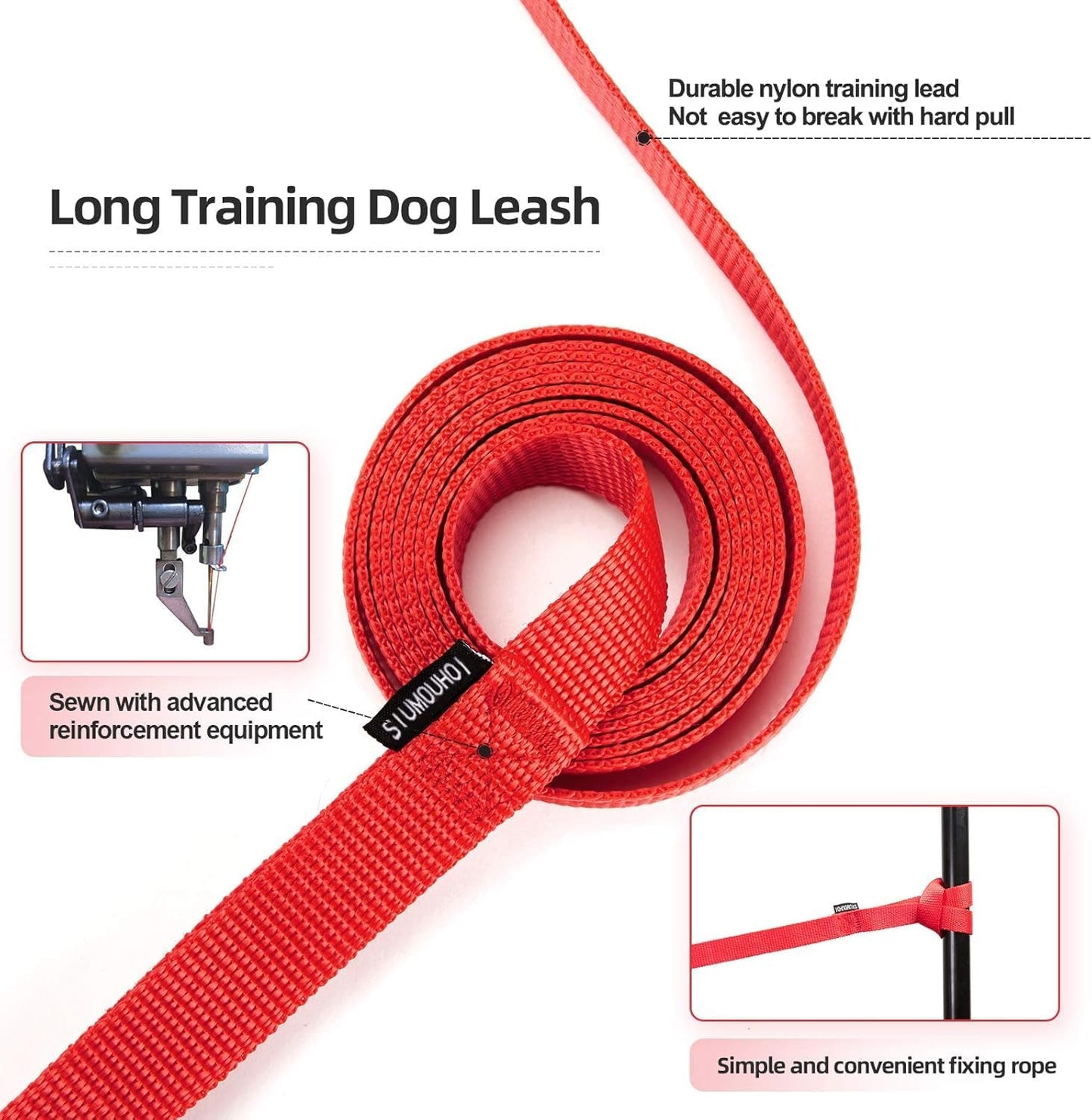 Dog/Puppy Obedience Recall Training Agility Lead - 15ft 20ft 30ft 40ft 50ft Training Leash - Great for Play, Camping, or Backyard - Pink 50ft (Pink, 50 Feet)
