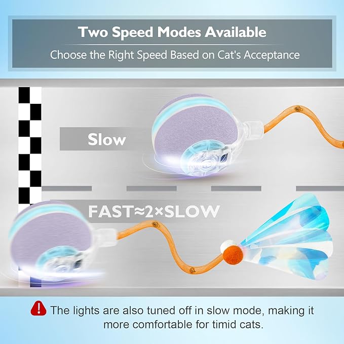 Interactive Cat Toys Ball for Indoor Cats,[Newly Upgraded] Agile Moving Cat Ball with Elastic Mesh Tail,Automatic Kitten Toys for Bored Indoor Adult Cats,Motion Activated (Purple)