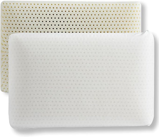Talalay 100% Natural Premium Latex Pillow, Bed Pillow Helps Relieve Pressure, Sleeping Pillow without Memory Foam Chemicals, Best Gift with Removable Cotton Cover (King (H-7.0''))