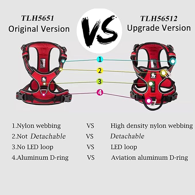 TRUE LOVE Dog Harness No Pull Nylon Reflective Pet Harness Adjustable Comfortable Control Step-in Brilliant Colors Truelove TLH56512 XL Black