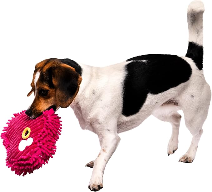 goDog PlayClean Germs Squeaky Plush Dog Toy with Odor-Eliminating Essential Oils, Chew Guard Technology - Pink, Small