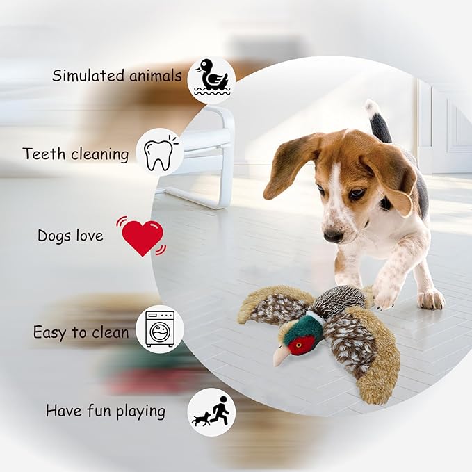 Dog Toys Interactive Pheasant Toy Puzzle and Squeaky, Suitable for Small Medium and Large Dogs Bird Toys, Stuffed Animal Toys for Dog, Plush Toy for Dogs