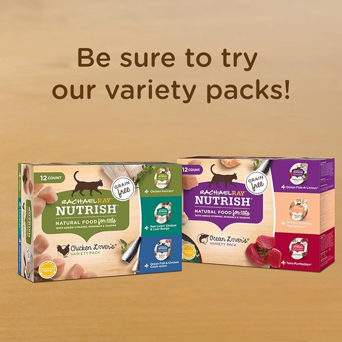 Nutrish Rachael Ray Natural Wet Cat Food, Ocean Fish-A-Licious Recipe, 2.8 Ounce Cup (Pack of 12), Grain Free