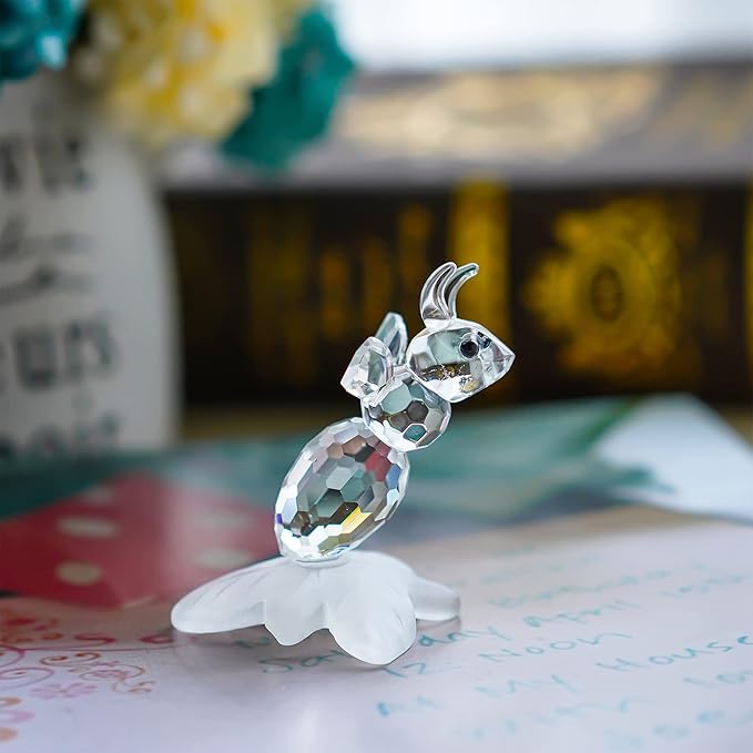 H&D HYALINE & DORA Crystal Bee Animal Figurine Mini Glass Animal Statue