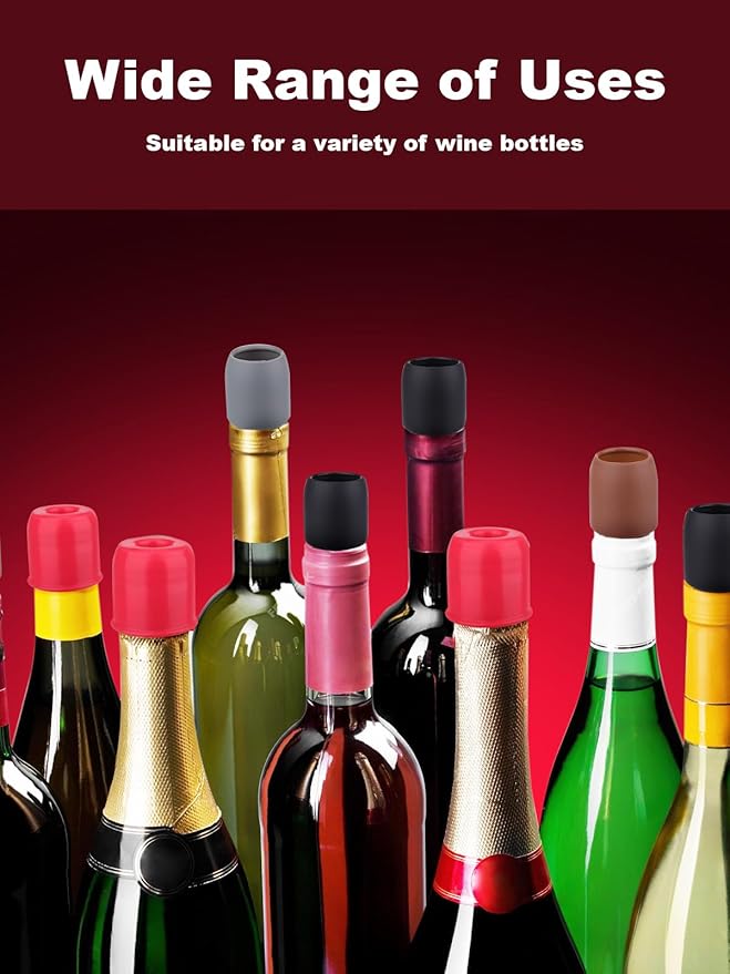 Mity rain Silicone Wine Stoppers Reusable 12pcs, Colorful Wine Stoppers for Wine Bottles, Bottle Stopper for Wine Champagne Beer Bottle (12)