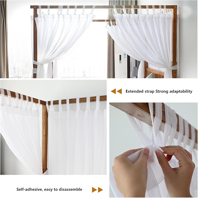 AIKASY Princess Canopy Bed Curtain with Top and Self-Adhesive Velcro, Creating a Romantic Atmosphere in The Room