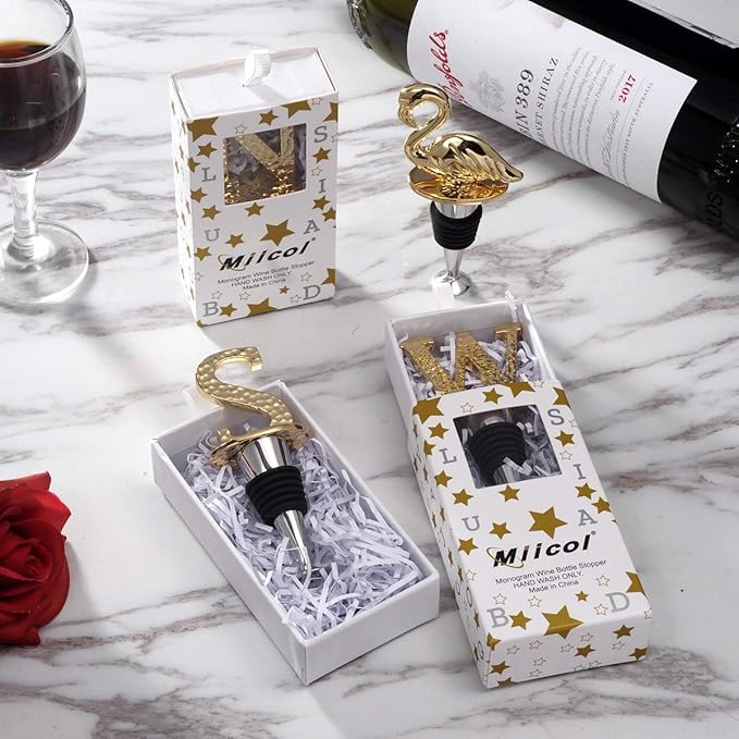 Miicol Wine Bottle Stopper, Prosecco Stopper, Gold Wine Stopper, Personalised Champagne Stopper, Initial Wine Stopper, Funny Prosecco Gift, Wine Lovers Gift, Kitchen Decor, Letter S