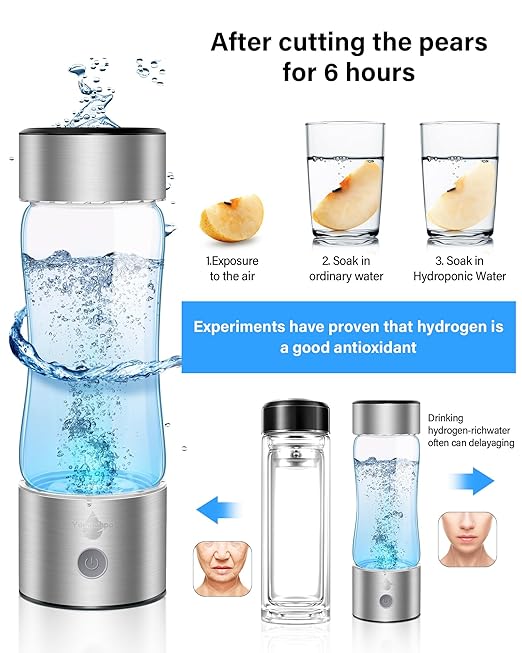 Hydrogen Water Bottle 2024, Hydrogen Water Bottle Generator with SPE PEM Technology Water Ionizer, Hydrohealth Hydrogen Water Machine Improve Water in 3 Mins for Home, Office, Travel, Daily Drinking