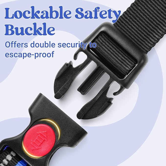 rabbitgoo Dog Harness for Large Dogs, No Pull Pet Harness with Soft Padded Handle, Adjustable Reflective Vest with 3 Buckles, Easy Walking Harness with 2 Leash Clips, Blue, M