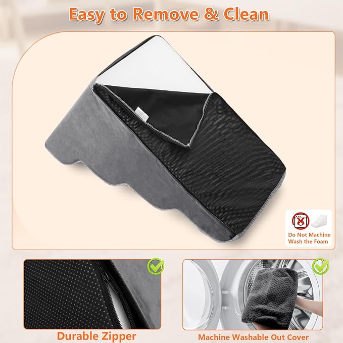 MIHIKK Dog Stairs Ramp, Curved 3-Step Dog Steps for Small Dogs and Cats, Pet Stairs for High Beds and Couch with Anti-Slip Washable Cover and Durable High Density Foam, Dark Grey