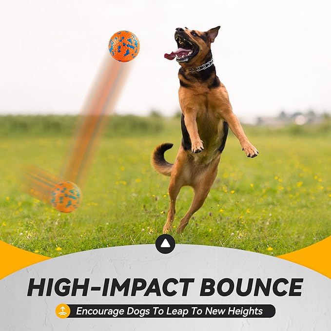 3Pcs Dog Balls, Durable Bouncy Tennis Balls for Dog Aggressive Chewers, for Large Medium Small Dog Puppy Fetch