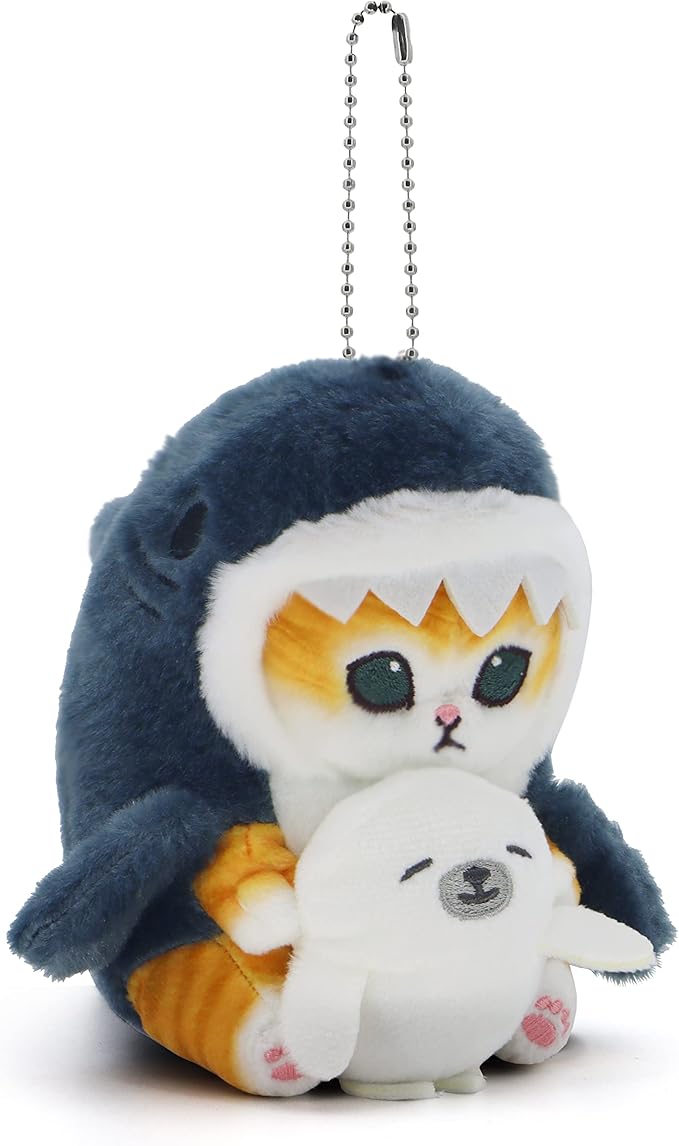 Kawaii Shark Cat Plush Toy Stuffed Animal Doll, Soft Pillow for Boys & Girls (Seal cat, 13cm/5.1in)