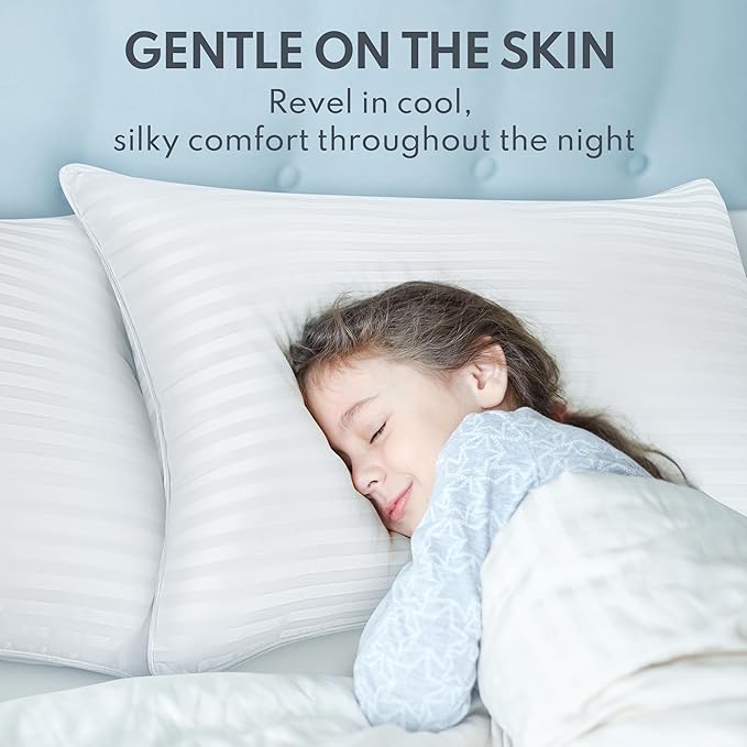 Bed Pillows for Sleeping Standard Size [Pack of 2] Hotel Quality Pillows Premium Plush Fiber, Breathable Cooling Cover Skin-Friendly