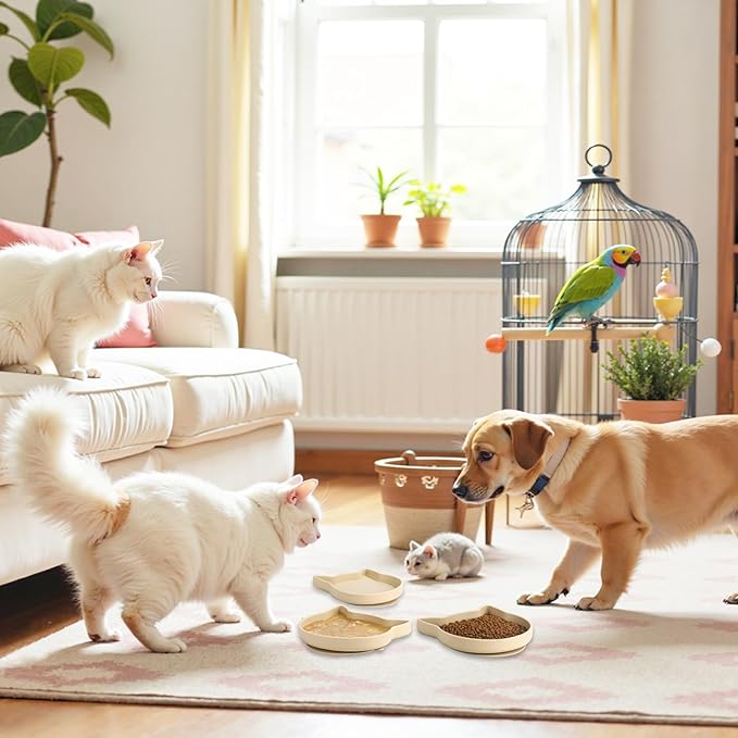 Silicone Dog Bowl Shallow Cat Bowls Set of 3, 7 Inch Wide Whisker Fatigue Flat Puppy Bowls for Small Dogs and Cats, No Spill Less Mess Cat Dog Plates with Suction Cup for Dry and Wet Food