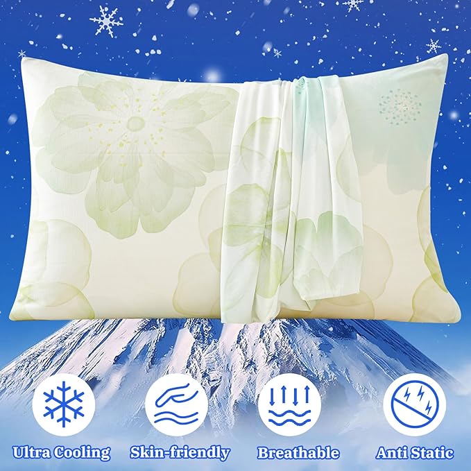 Cooling Pillow Cases for Hot Sleepers - Double Side Arc-Chill Q-Max>0.5 Cooling Fiber Cool Pillow Cases 2 Pack - Breathable Soft Cold Pillow Cases with Hidden Zipper (20" x 30")