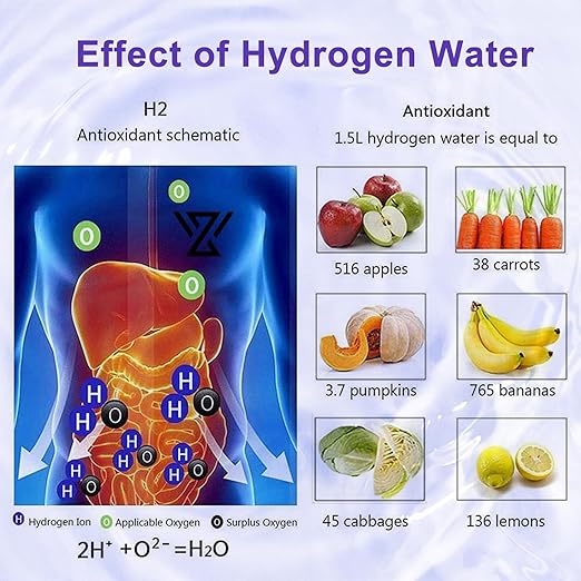 Hydrogen Water Bottle, Type C Rechargeable Hydrogen Rich Water Generator with SPE and PEM Technology, Portable Hydrogen Glass Water Ionizer Machine for Home Office Travel and Fitness Daily Drinking