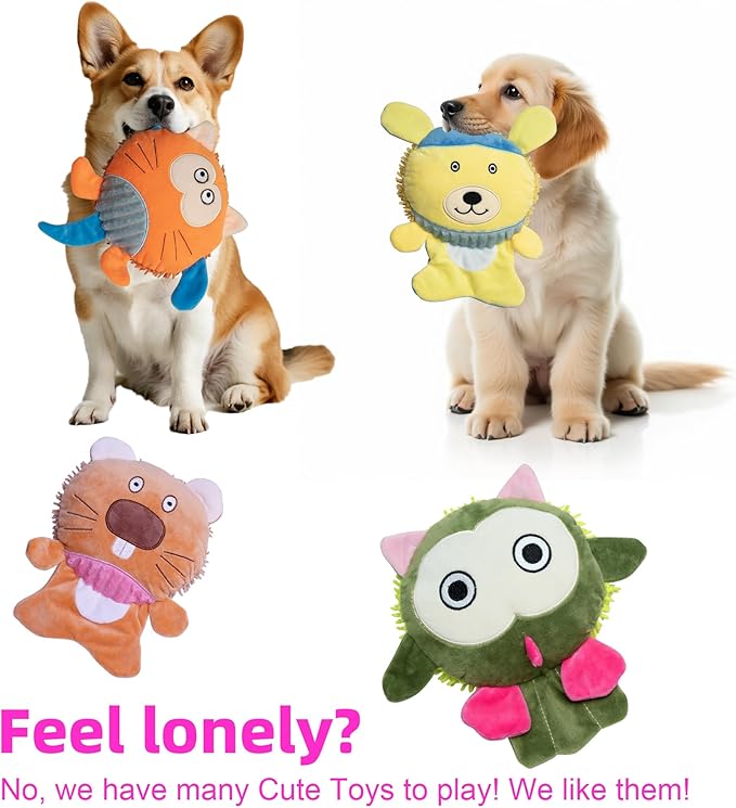 5 Pack Squeak & Crinkle Bulk Pet Squeaky Dog Toys – Interactive Soft Chew Toy for Puppy to Medium Big Dogs