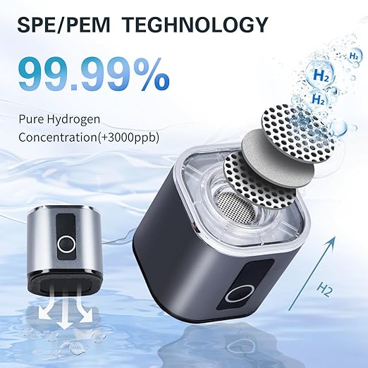 Hydrogen Water Bottle, 2 Modes Rechargeable Portable Hydrogen Water Bottle Generator, Highest 6000PPB, That Uses SPE and PEM Technology, LED Display(Press and Hold for 5 Seconds to Turn on)