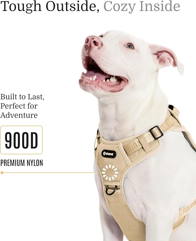 2025 New Edition, Fei & Eve MagEase Dog Harness - 3-Second Magnetic Buckles | 3-Point No-Pull Control | Heavy-Duty 900D Nylon | Dual Safety Handles | Breathable Mesh | Adjustable Fit,X-Large,Champagne