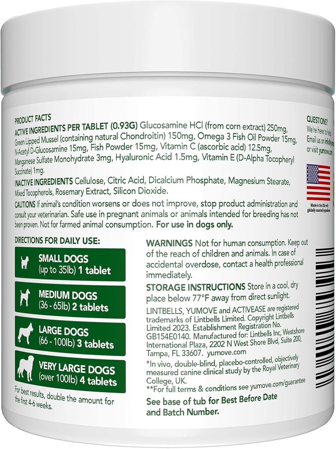 Yumove Hip & Joint Supplement for Dogs - with Glucosamine Chondroitin, Omega 3, Hyaluronic Acid, Green Lipped Mussel & Fish Oil for Dogs - Senior Dog Joint Supplement (120ct Chewable Tablets)