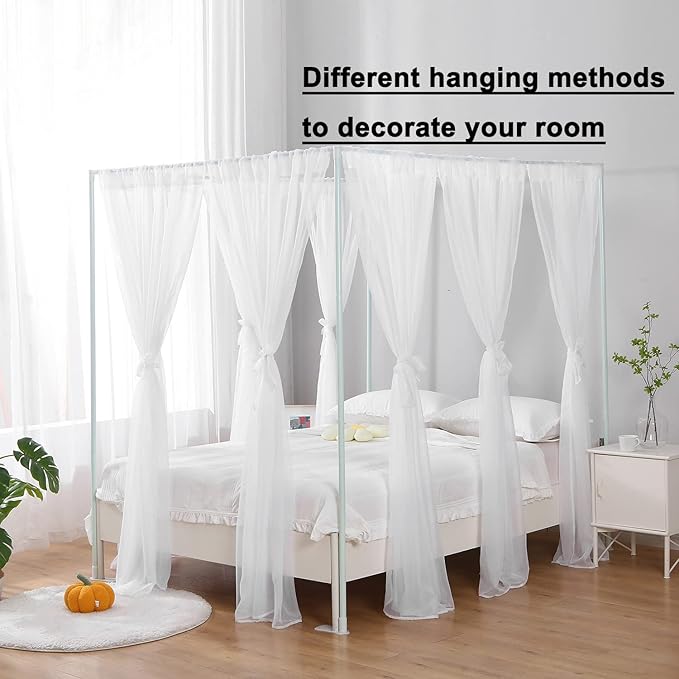 White Canopy Bed Curtain for Twin Bed, Soft Bed Canopy Scarf for Girls Adults (Twin, White)