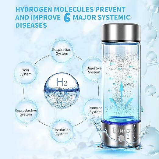 Hydrogen Water Bottle, Fast Hydrogen Water Bottle Generator, 420ml Portable Hydrogen Water Electrolyzer, Hydrogen Water Machine 3 Minutes Improve Daily Drinking Water for Home, Travel, Camping Silver