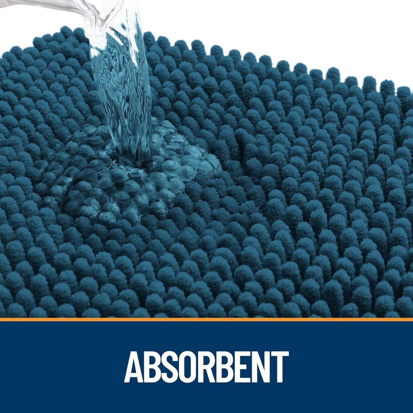 OLANLY Dog Door Mat for Muddy Paws 34x21, Absorbs Moisture and Dirt, Absorbent Non-Slip Washable Doormat, Quick Dry Chenille Mud Mat, Entry Indoor Entryway Carpet for Inside Floor, Atlantic Blue