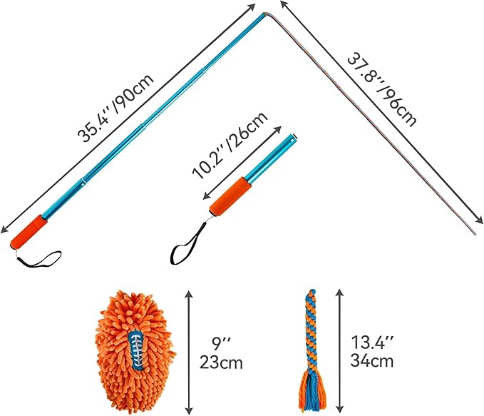 ALL FOR PAWS Dog Flirt Pole, Interactive Flirt Pole for Small Medium Dogs, Flirt Pole with 2 Chew Chase Lures Toys, Dog Toy for Tug of War Exercise & Training Tools