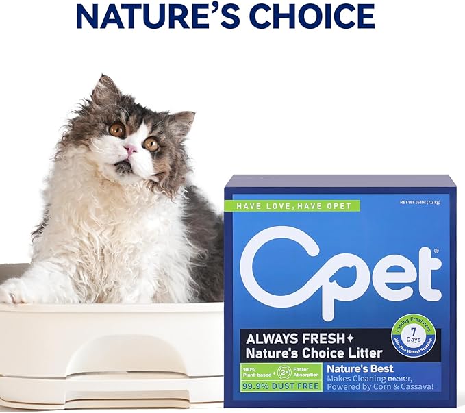 OPET Corn & Cassava Cat Litter, Natural Ingredients, Quick Clumping Cat Litter, Flushable, Superior Odor Control,99.9% Dust Free Kitty Litter