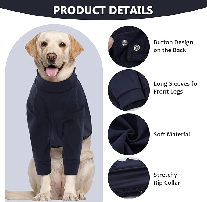 IDOMIK Dog Recovery Suit, Dog Surgery Recovery Suit Front Legs, Comfy Joint Leg Sleeves After Surgery, Elbow Braces Protector for Leg Injuries & Joint Pain, Cone Collar Alternatives,Navy,S