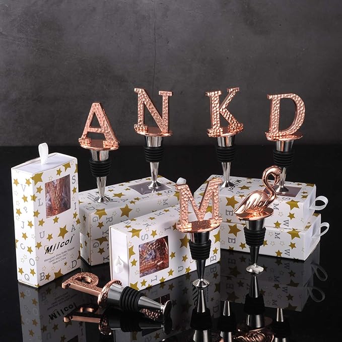 Miicol Wine Bottle Stopper, Prosecco Stopper, Rose Gold Wine Stopper, Personalised Champagne Stopper, Initial Wine Stopper, Funny Prosecco Gift, Wine Lovers Gift, Letter B