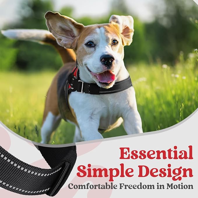rabbitgoo Dog Harness for Large, Easy On Pet Vest with One Buckle, No Pull Adjustable Service Harness with D-Ring & Handle, Reflective for Safety Walking, Training, Red, XL