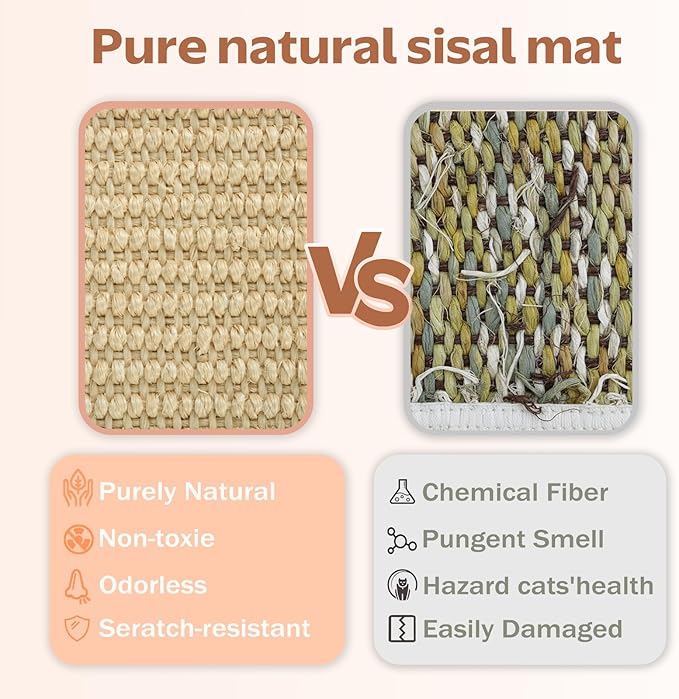 Cat Scratcher Bed – Durable Arc-Shaped Cat Bed & Scratch Pad, Natural Sisal Mat Hammock for Kittens and Adult Cats