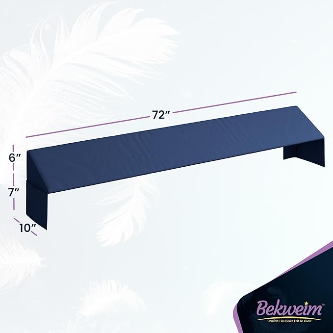 Wedge Pillow Headboard Bed Gap Filler California King - Headboard Pillow 72 X 10 X 6 - Long Pillow for Bed Wedge Gap Filler with Large Pocket for Bed Accessories - Mattress Gap Filler (Navy)