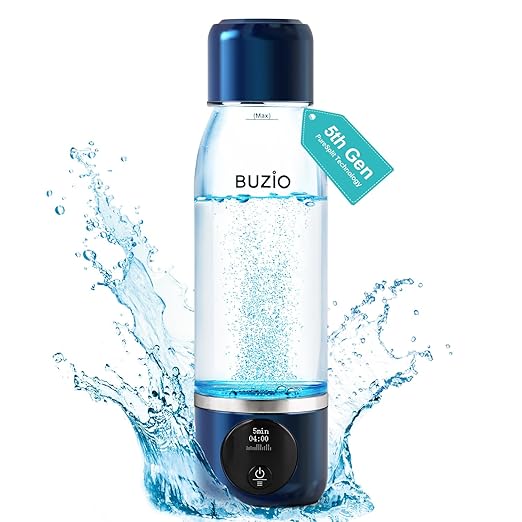 Hydrogen Water Bottle, BUZIO Hydrogen Water Bottle Generator Machine with Gen5 Technology Real 3000ppb Pure Hydrogen Concentration Alkaline Water bottle for Fitness, with Dupont Membrane, OLED Display