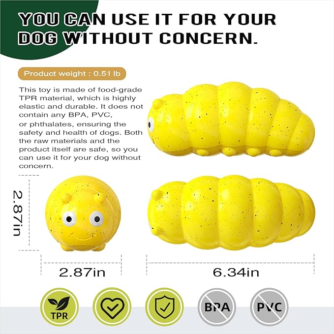 LiuMelinda Dog Chew Toys for Aggressive-Chewers - Indestructible Dog Toy for Aggressive Chewer，Tough Chew Toys for Dogs （Rubber Yellow-Insect）